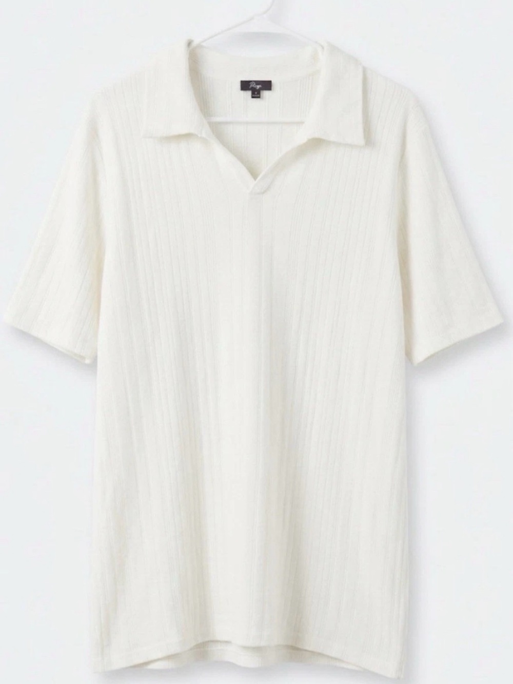 RAILS Men's Baker Ribbed Knit Polo Shirt XXL White Short Sleeve Cotton Soft EUC
